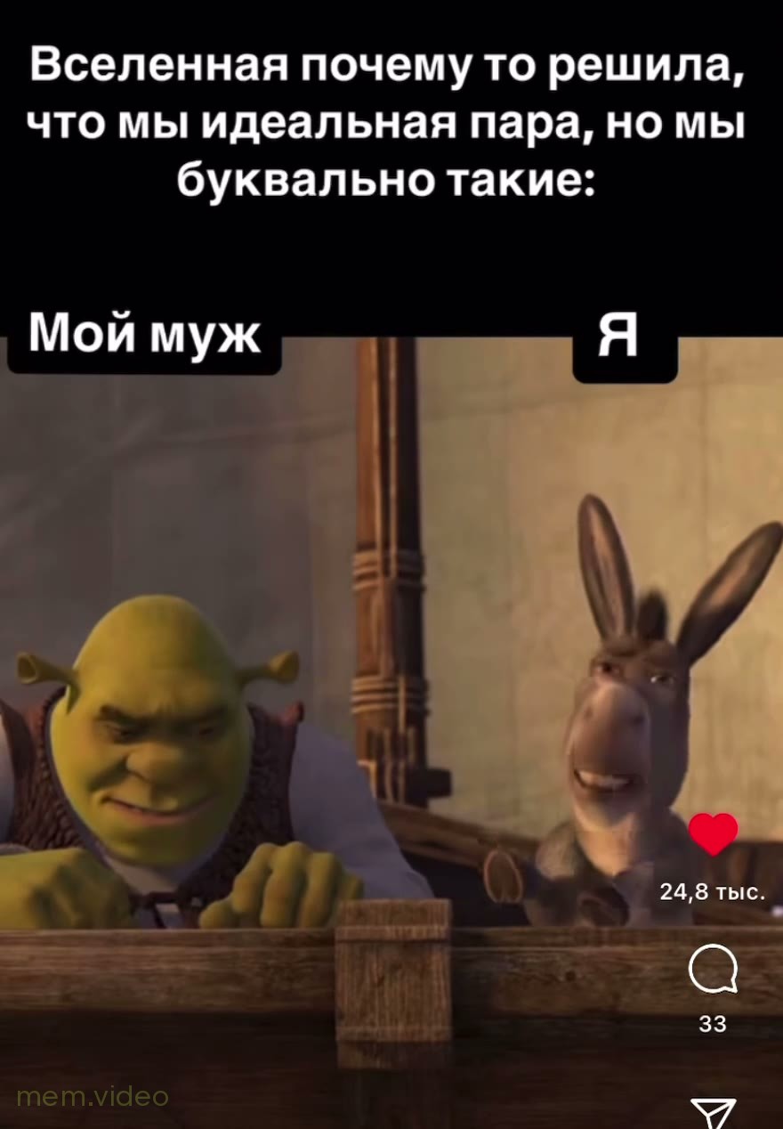 Кадр: Грустный Шрек и поющий Осёл в мультфильме «Шрек»