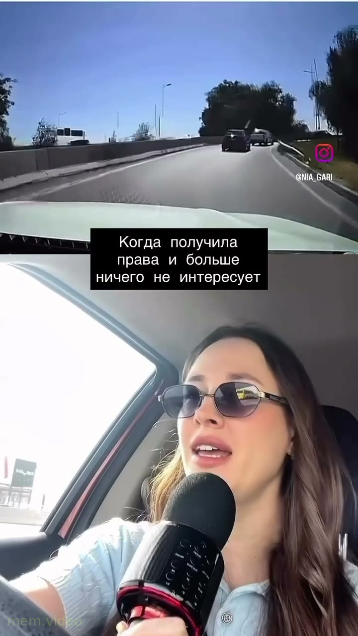 Кадр: «Танцуют звезды и луна» — девушка поет за рулем