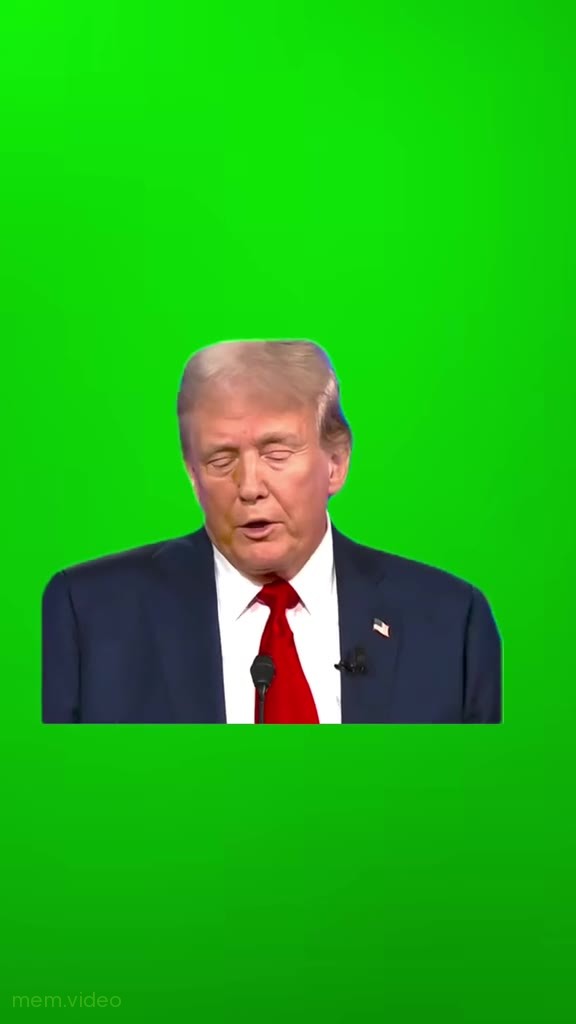 Кадр: Трамп «I don’t know what he said» на зеленом фоне