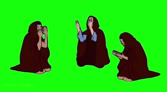 Кадр: Ритуал в мантиях на хромакее — анимация